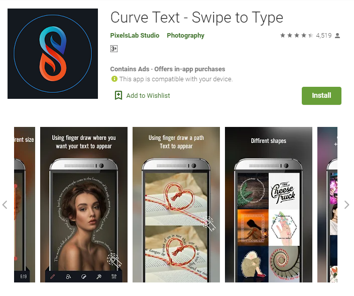 Curve Text App
