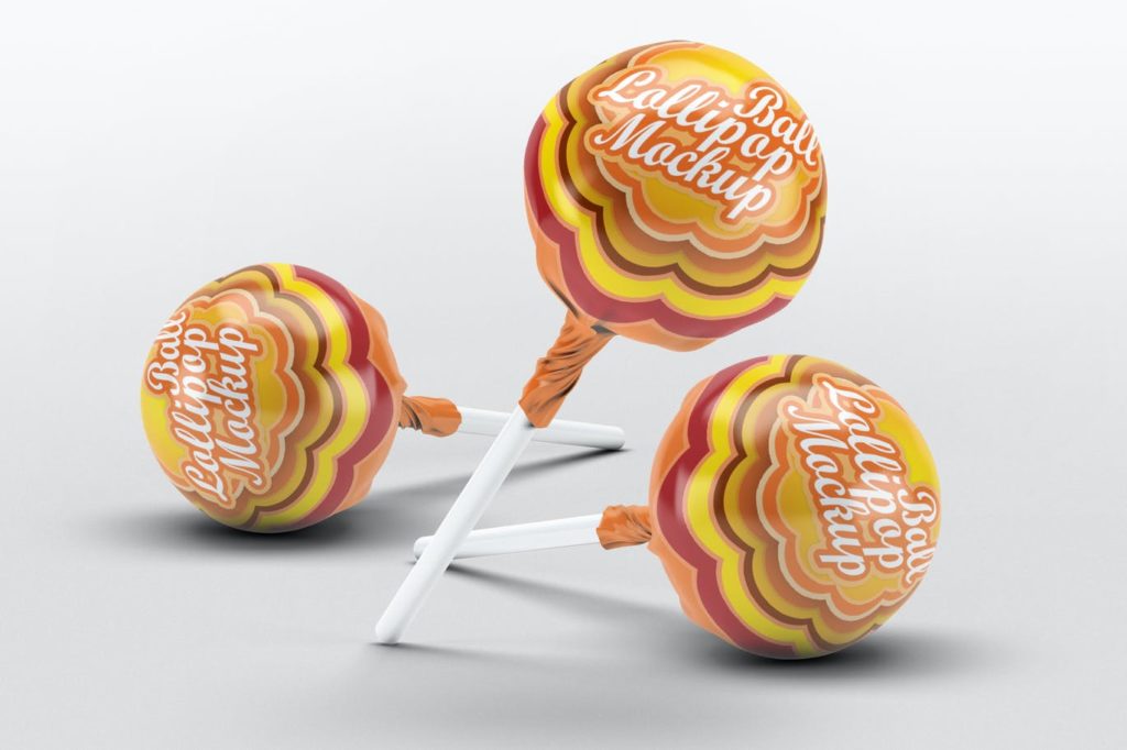 Ball Lollipop Candy Mock-Up