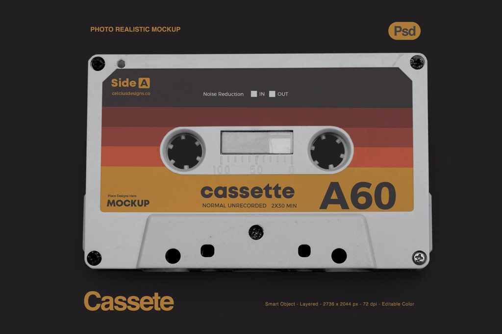 CD Cassette Realistic Mockup