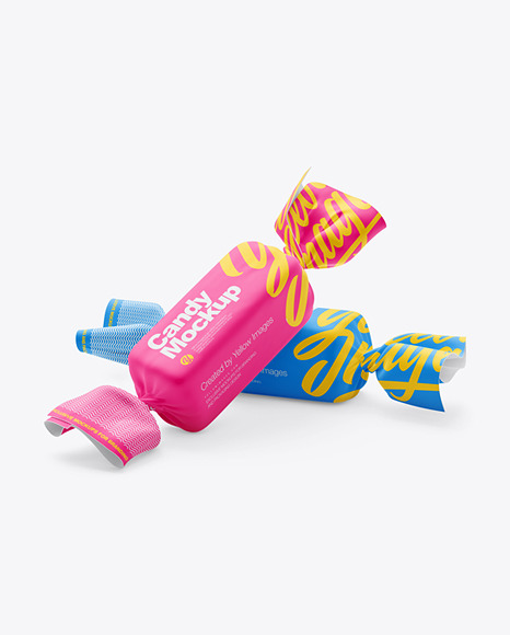 Candies in Matte Wrapping Mockup
