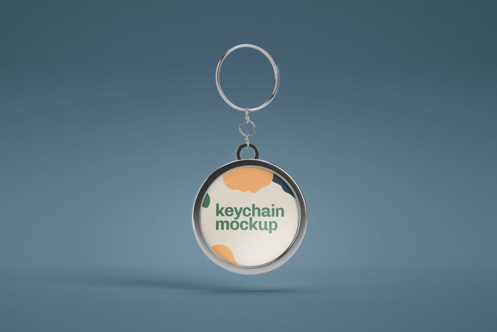 Circle Metallic Keychain Mockup