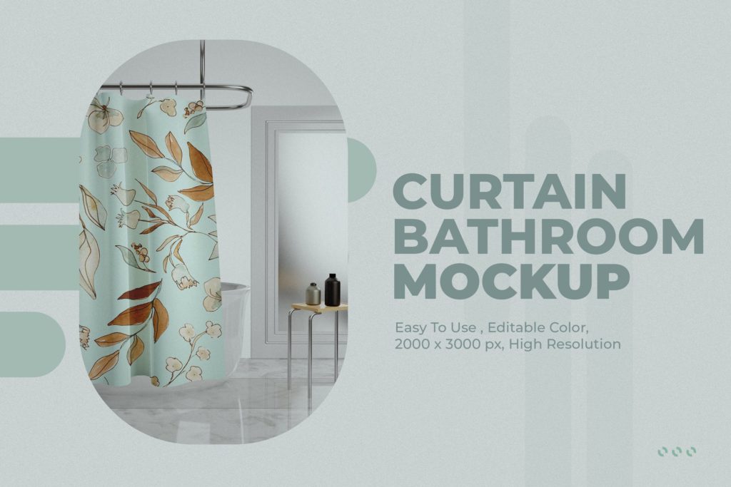 Clean Curtain in Bathroom Mockup