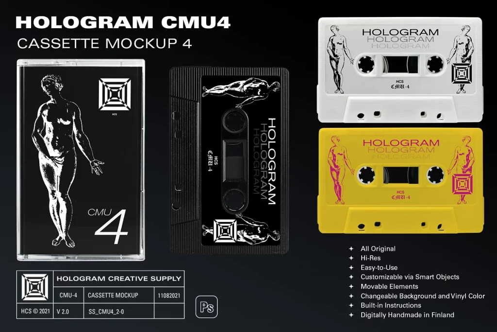 Hologram Cassette Mockup CMU4