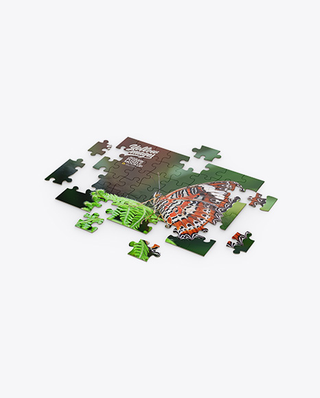 Jigsaw Puzzle Mockup - Half Side View