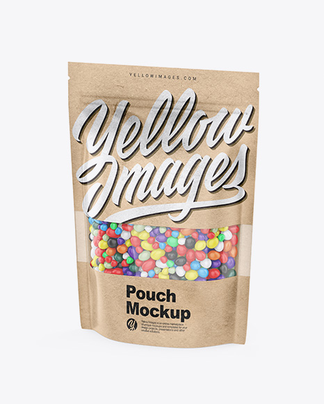 Kraft Stand-Up Pouch With Candies Mockup