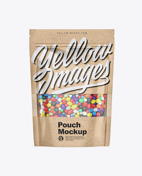 Kraft Stand-Up Pouch With Candies Mockup