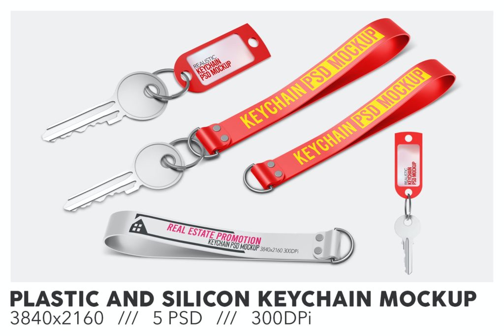 Plastic and Silicone Keychain Mockup