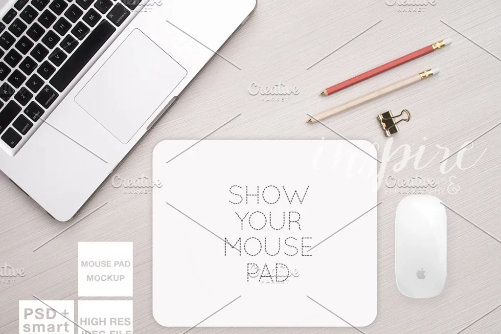 Rectangle Mouse Pad Mockup + PSD