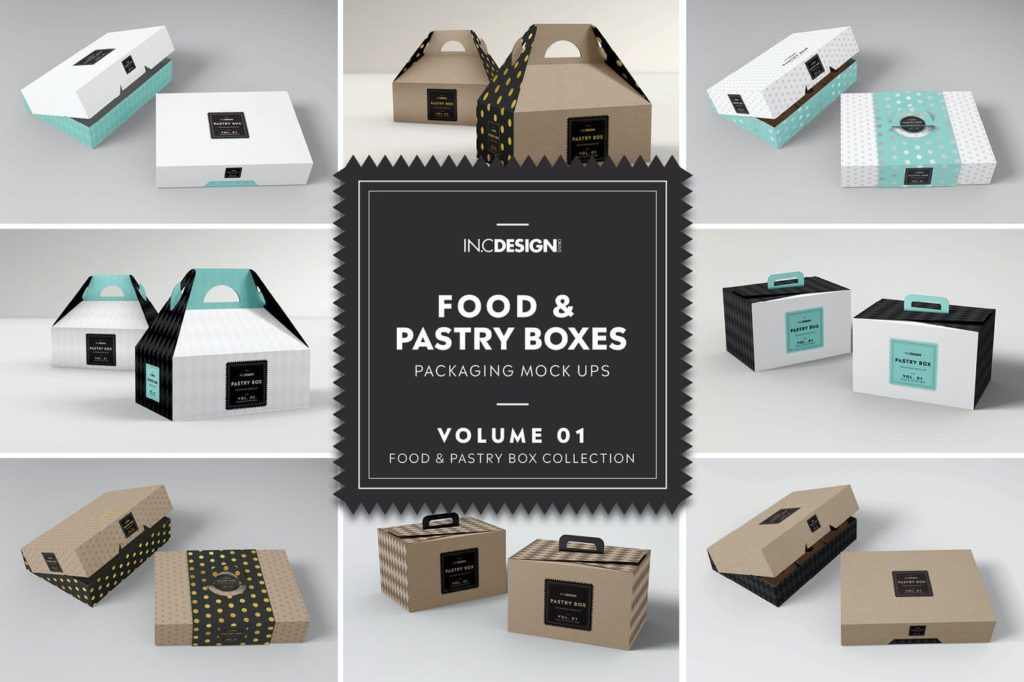 Food Pastry Boxes Mockups