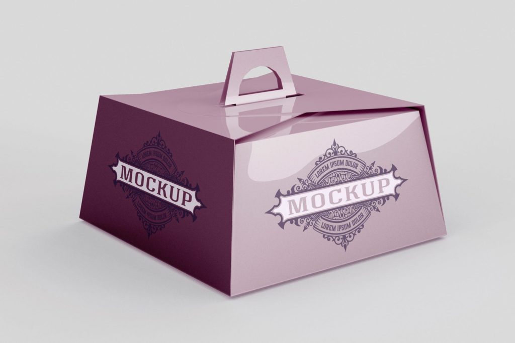Pastry Box Mockup With Handle