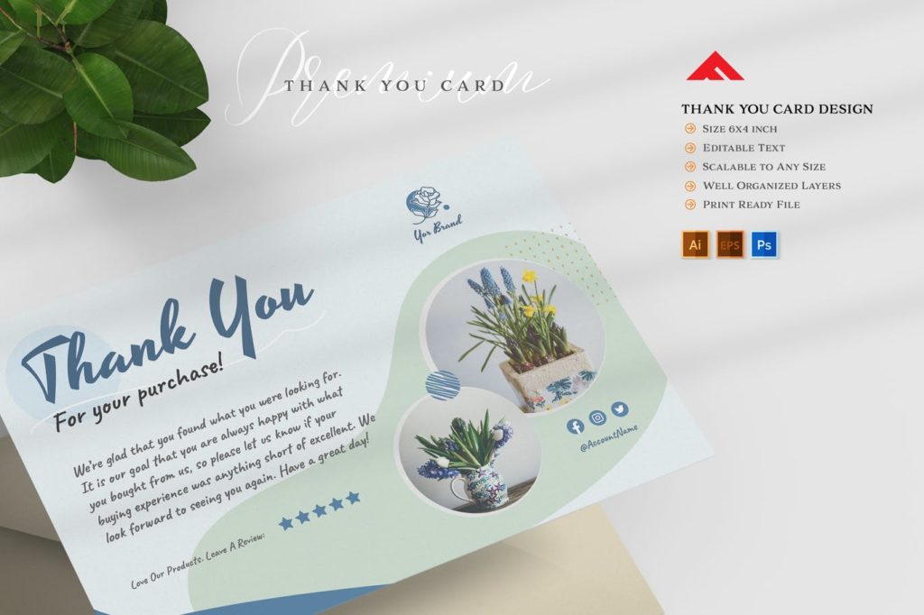 Thank You Card For Flower Store Mockup