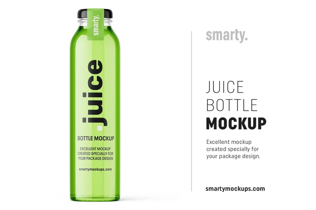Transparent Juice Bottle Mockup