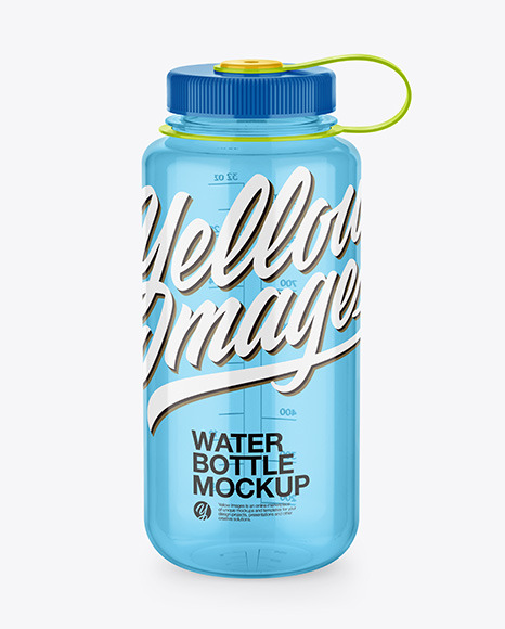 Glossy Transparent Water Bottle Mockup