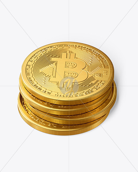 Golden Bitcoins Stack Mockup